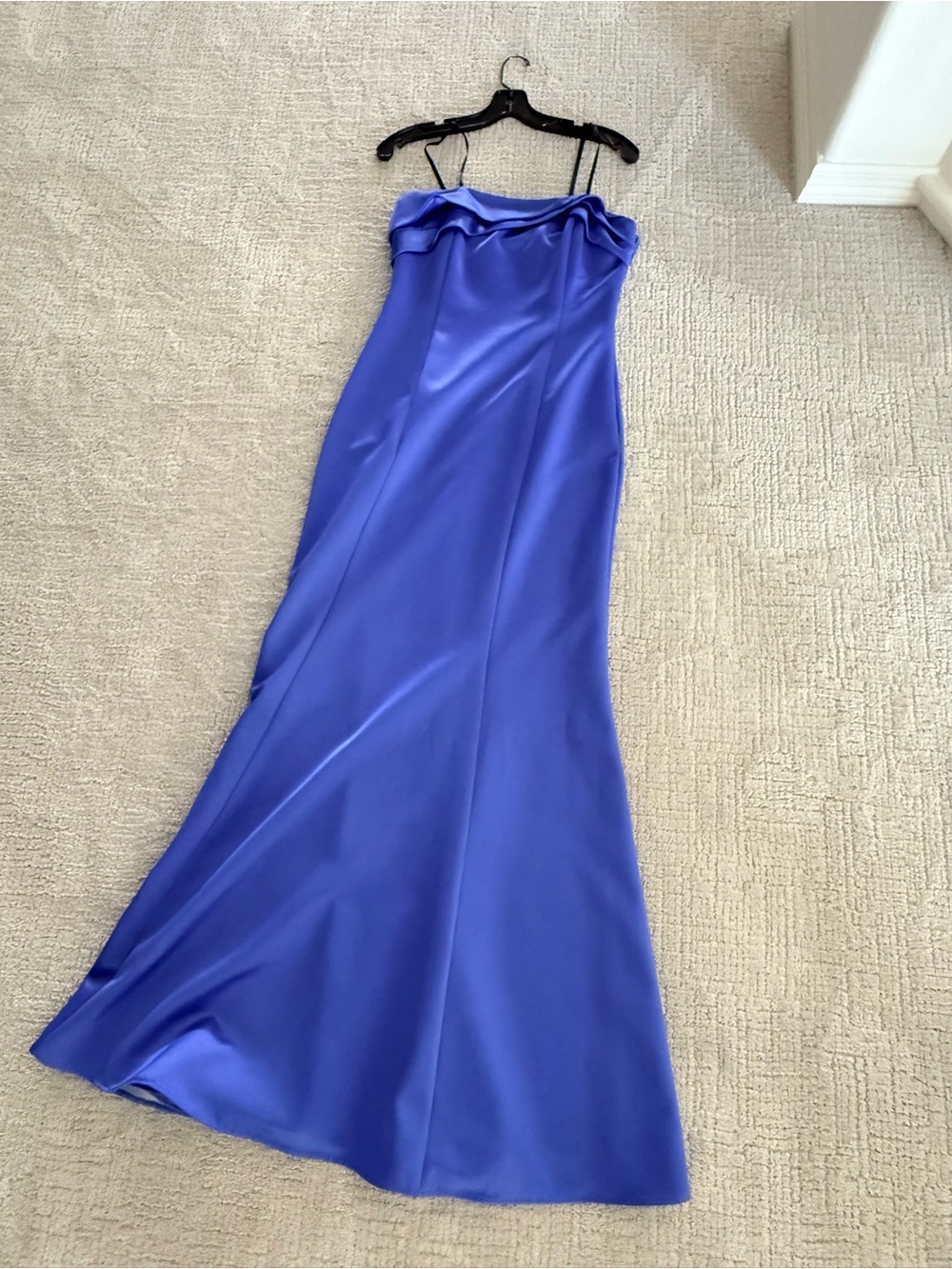 Laundry By Shelli Segal Blue Satin Maxi Dress Gown